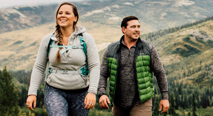 A woman and man hiking